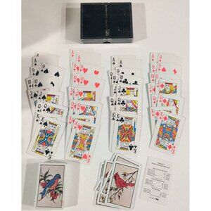 Vtg TDC Plastic Playing Cards Cardinal Bird Double Deck W/ Case Pinochle 1975
